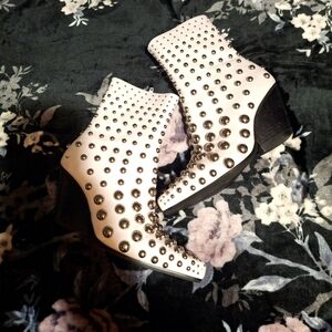 Jeffery Campbell Studded White Ankle Boots